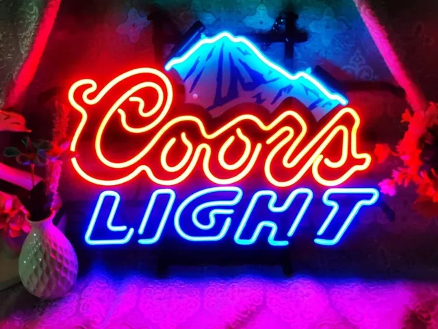 Coors Light Mountain Beer 20"x16" Neon Light Sign Lamp Bar Pub Open Wall Decor
