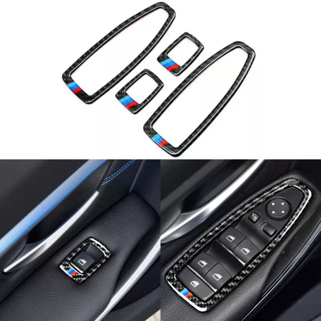 Car Carbon Fiber Door Window Switch Panel Frame Trim Cover For BMW F20 F30 F36