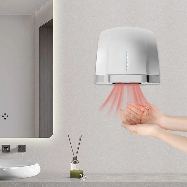Anydry 2803K Mini Secador De Manos Eléctrico Pared - 1350W, Secado En 10-15s, Ahorro Energía 80%, ABS Plata