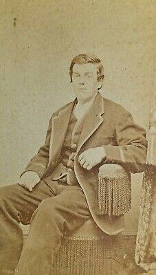 1860s Civil War Era CDV Gentleman Fancy Suit Hackettstown NJ Photo by Percival