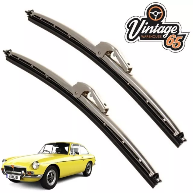 Wiper Blades 10" Stainless Steel Pair 7mm Push Fit GWB141 For MGB MGC Roadster