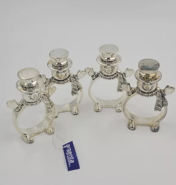 Argenta By Whitehill Silver Company Snowman Napkin Rings