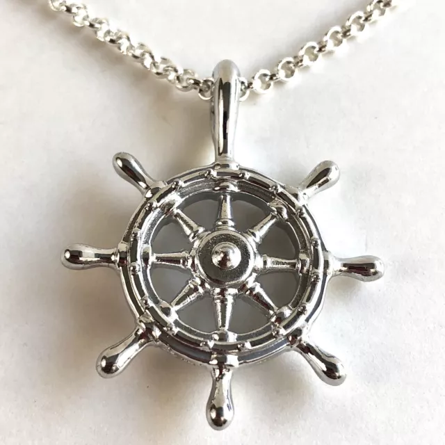 Arthur Court Jewelry Necklace Ship Wheel Nautical Aluminium 18 20in Ocean Helm