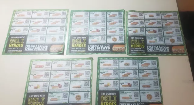 ⭐ SUBWAY COUPONS!!! 2X Sheets = 28 Coupons In All!!! Exp 12/31/23 ⭐ $2.00 -  PicClick