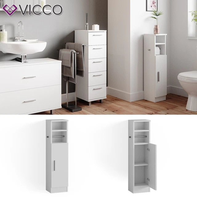 Vicco Meuble salle de bain Benno, Blanc/Artisan, 31.6x70.5cm avec 3 étagères | Leroy Merlin