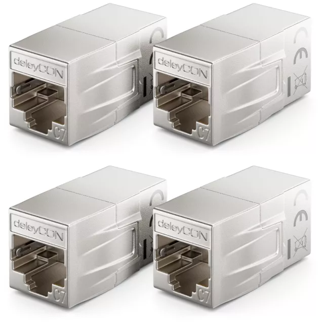 4x CAT7 Patchkabel Verbinder Kupplung RJ45 Verlängerung Netzwerk LAN DSL Adapter