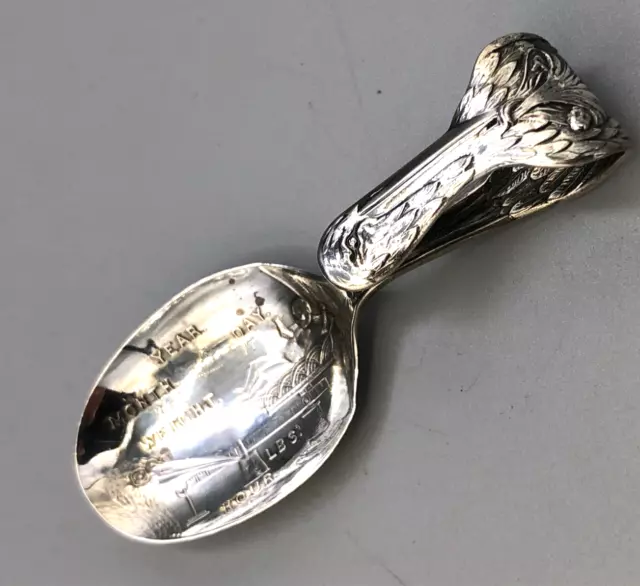 Vintage Sterling Silver Curved handle Baby Spoon 3 3/8" with Stork Handle