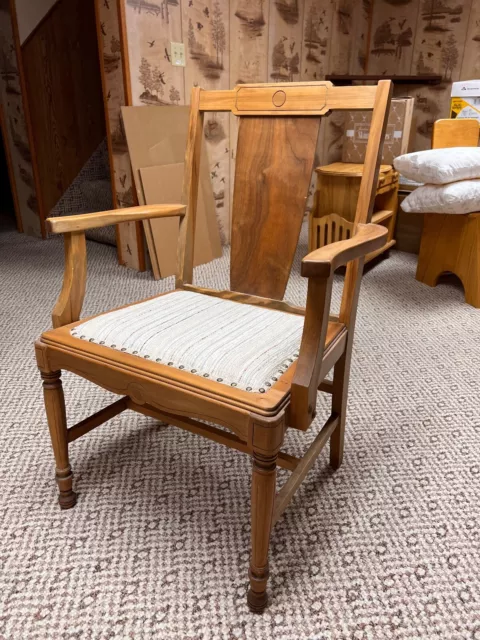 Vintage Wood Chair Upholstered Seat