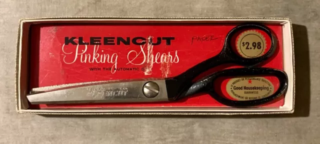 Vintage KLEENCUT Deluxe Pinking Shears In Box Scissors USA Sewing model 180