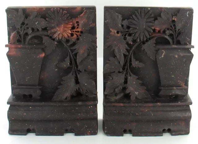 Antique Chinese Carved Soapstone Flower Pot  Bookends Mantel Piece Doorstop