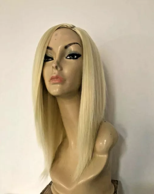 high heat resistant hair long parting pale blonde lady women's daily full wig UK