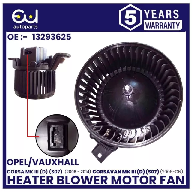 Heater Blower Motor Fan For Vauxhall Opel Corsa D Mk3 Fiat Grande Punto 2005-On