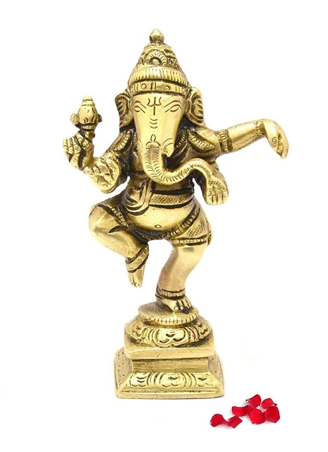 Handmade Hindu Religious God Dancing Ganesha Brass Figure Statue For Home Decor