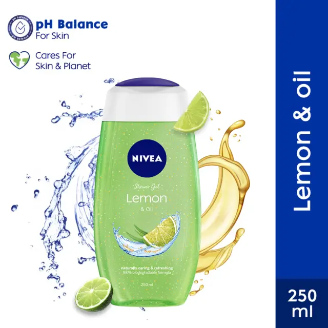 Aceite de limón y cuidado NIVEA lavado corporal para una frescura duradera