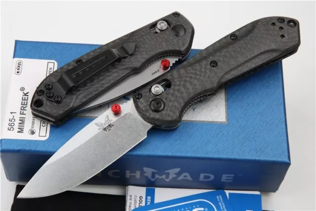 565 Stone Wash S90V Blade Carbon Fiber Handle Tactical Outdoor Folding Knife Edc
