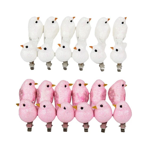 24 Stück Handgefertigte Künstliche Mini-Schaum Vögel Garten Ornament Foto