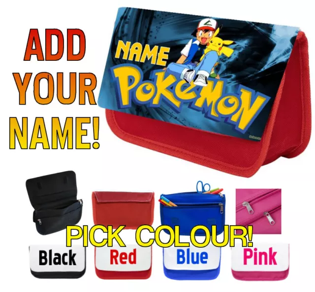 PERSONALISED (Custom) POKEMON Cartoon Pencil Case Bag - School Kids Gift