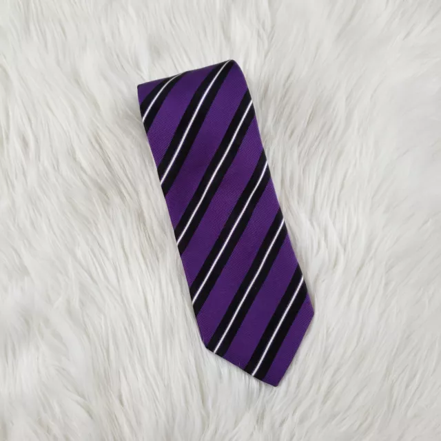 DiGiovanni Bros Louisville, KY Purple Black and White Striped Tie. 100% Silk EUC