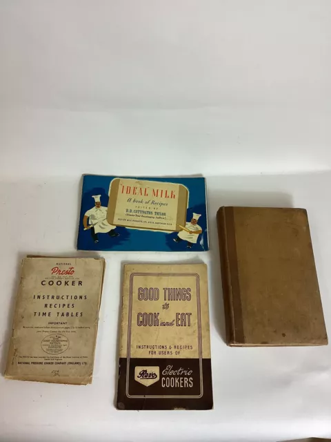 Vintage Bundle of Cookery Book & Booklets, Ideal Milk, Presto Cooker, Radiation