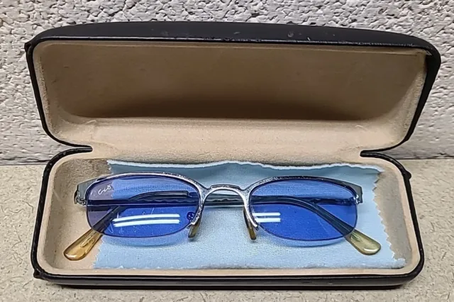 Giorgio Armani Rimless Rectangle Unisex Sunglasses Ultralight Blue Tint W/ Case