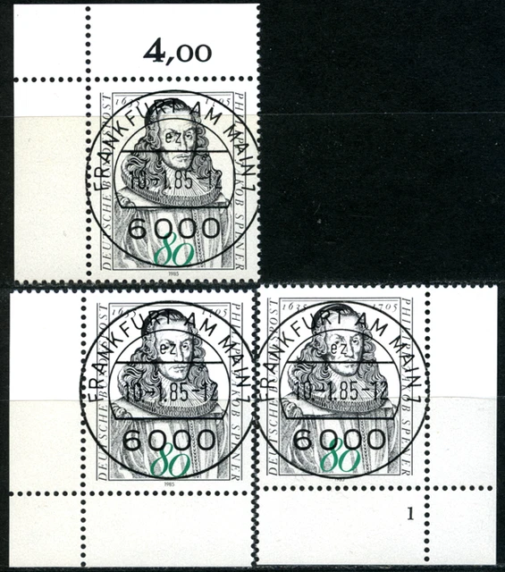 Bund Eckrand "Philipp J. Spener", 3 verschied, Form-Nr 1, MiNr 1235