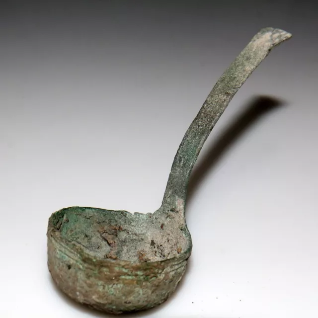 Ancient Byzantine bronze ladle circa 500-1000 A.D