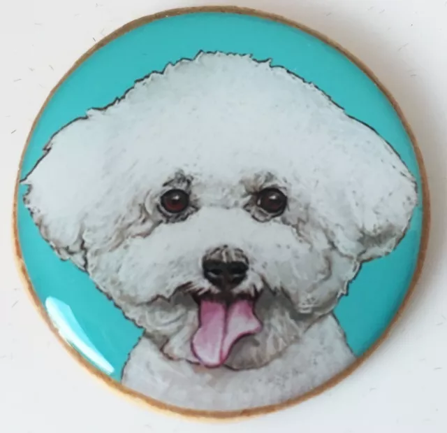 Bichon Frise Dog Original Art Brooch Pin