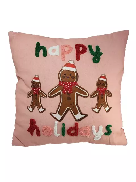 Gingerbread Happy Holidays Decorative Throw Pillow