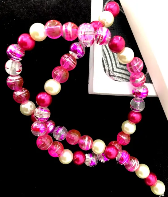 Mixed Pink And White Glass Beads-8 Mm Beading For Crafts And Jewellery Making