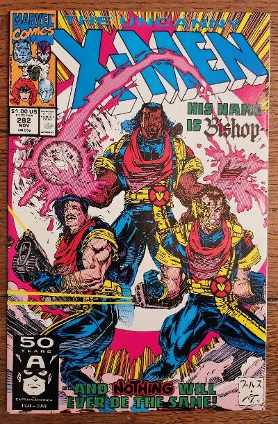 Uncanny X-Men #282 Marvel 1991 1st Cover & Cameo Appearance of Bishop Key- VF/NM
