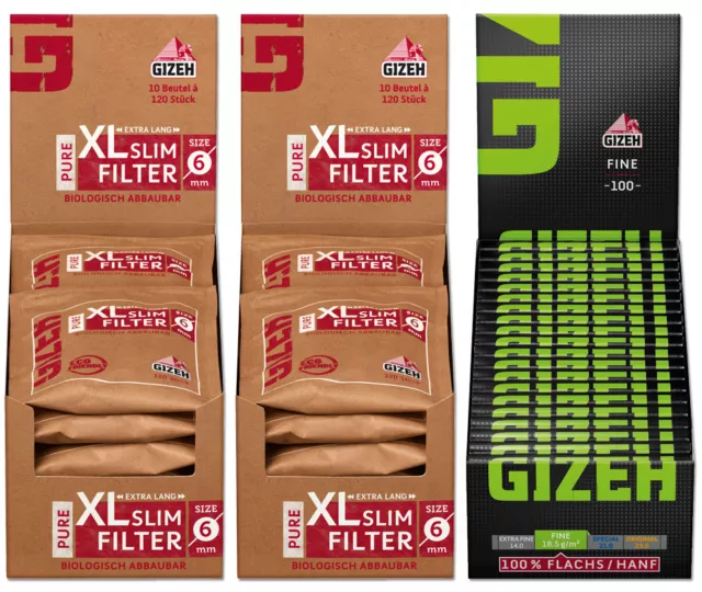 Gizeh Pure XL Filter 20 x 120 + Gizeh grün fine magnet 20 x 100 green