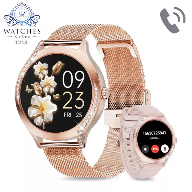 T214 Damen Smartwatch, 1,2" Display, mit Bluetooth Telefon Anruf, iOS & Android