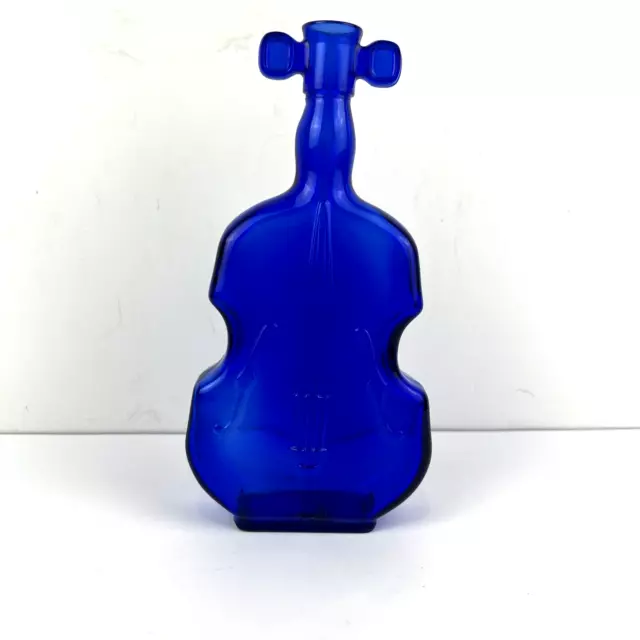 Vintage Cobalt Blue Violin Cello Fiddle 8" Glass Bottle #2