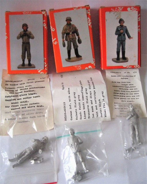 SOLDATS Belgo Models : 2 Allemands et 1 US – WW2 - Plomb - 1/35° 