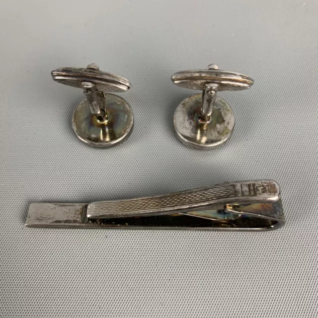 DUNHILL Silver Gold Textured Metal Cuff Links 3