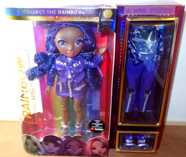 RAINBOW HIGH KRYSTAL Bailey Indigo Dark Purple Fashion Doll Series 2 £ ...