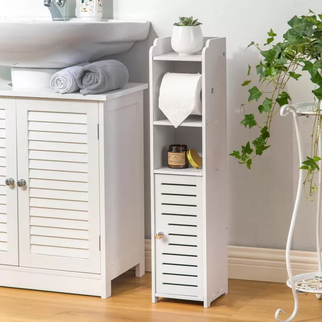 Toilet Paper Holder Stand Storage Cabinet Beside Toilet for Small Space Bathroom
