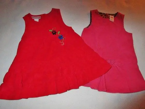 EUC LOT 18m - 24m Girl's Jumper Dresses Red & Dusty Rose Cotton Beautifully Made