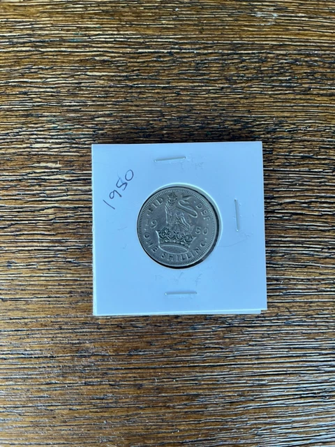 👑1950 Shilling Coin 👑United Kingdom👑Lion Seated 👑Scottish Reverse👑Qeii 👑