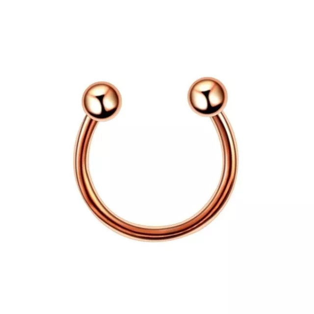 2x HORSESHOE BARBELL RING SEPTUM EAR TRAGUS STEEL LIP 4mm ROSEGOLD 1.2m* 10mm