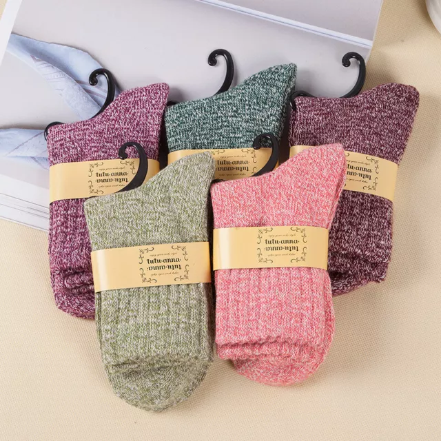 5 Pairs Womens Ladies Thick Soft Wool Blend Boot Socks Walking Hiking Ski Warm