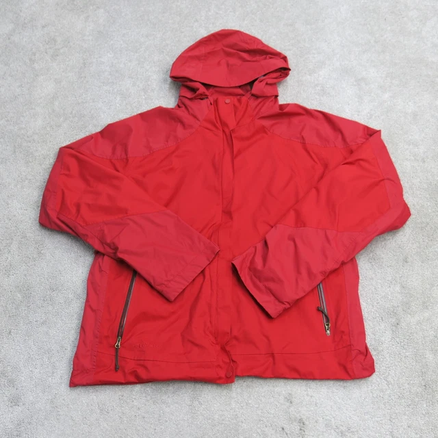 Columbia Titanium Womens Rain Coat Hooded Jacket Full Zip Long Sleeve Red Size L