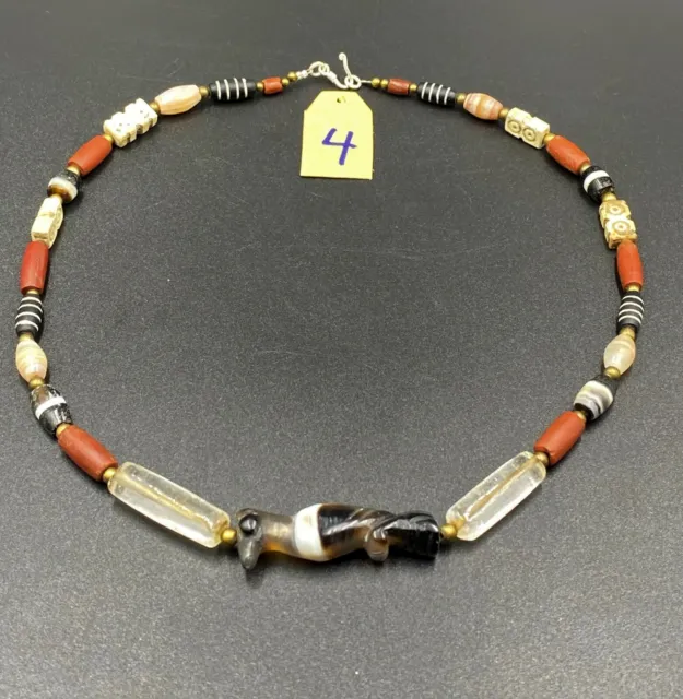 old antique agate beads necklace from south east Asian countries