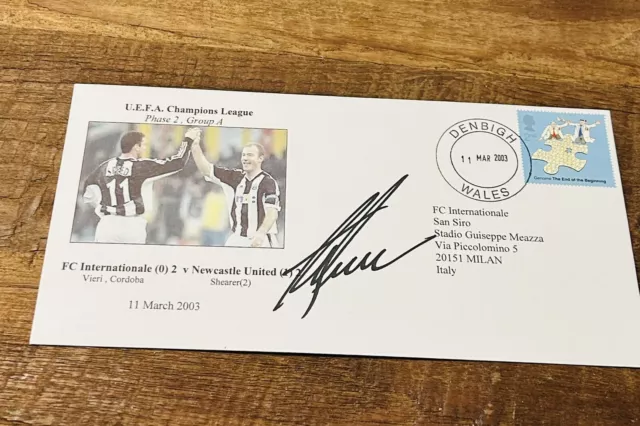 Newcastle United FC First Day Football Cover Signed Alan Shearer 203 Inter Milan