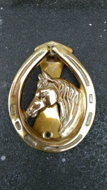 Vintage Horse Head With Horse Shoe Brass Door Knocker