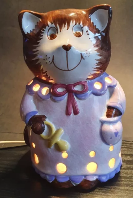 RARE VINTAGE NIGHTLIGHT Mother Bedtime Cat Retired Piggery Pottery 1991 Ex 30.00 PicClick UK