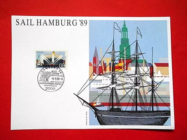 Beleg Ersttagsblatt Gedenkblatt BRD 1989 Sail Hamburg '89 Mi. Nr. 1419 FDC St.