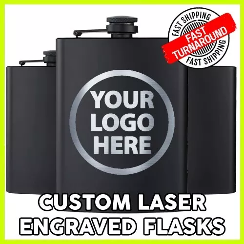 Custom Personalized Stainless Steel Flask 8oz (Matte Black)