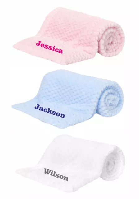 Personalised Baby Fleece Blanket, Boy-Girl, Soft Luxury Blanket Pram Crib Car