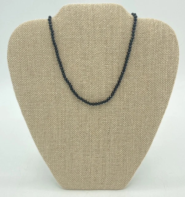 Signed Charming Charlie Tiny Black Faceted Bead 13.5” Choker Necklace